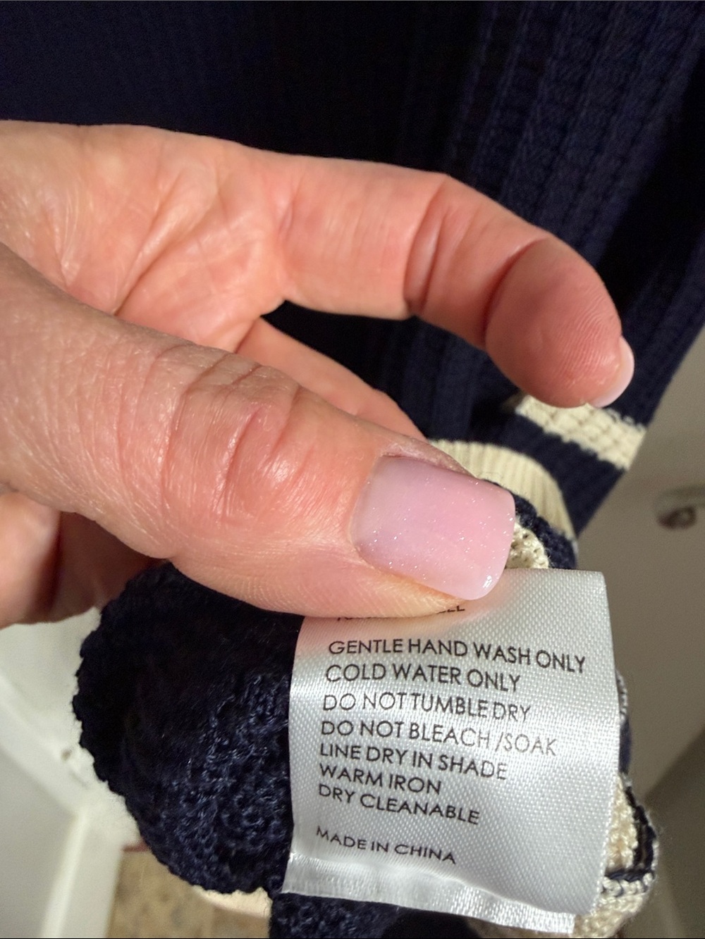 Navy and Cream Striped Knit Mini Dress Lancia - Picture 4 of 5